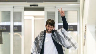 Salim Malla a su llegada al aeropuerto de Bilbao.