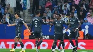 Vinicius celebra un gol ante el Espanyol