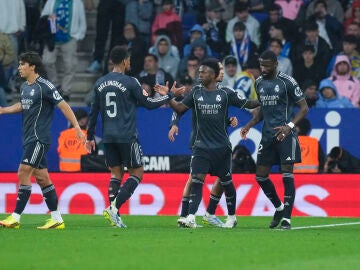 Vinicius celebra un gol ante el Espanyol