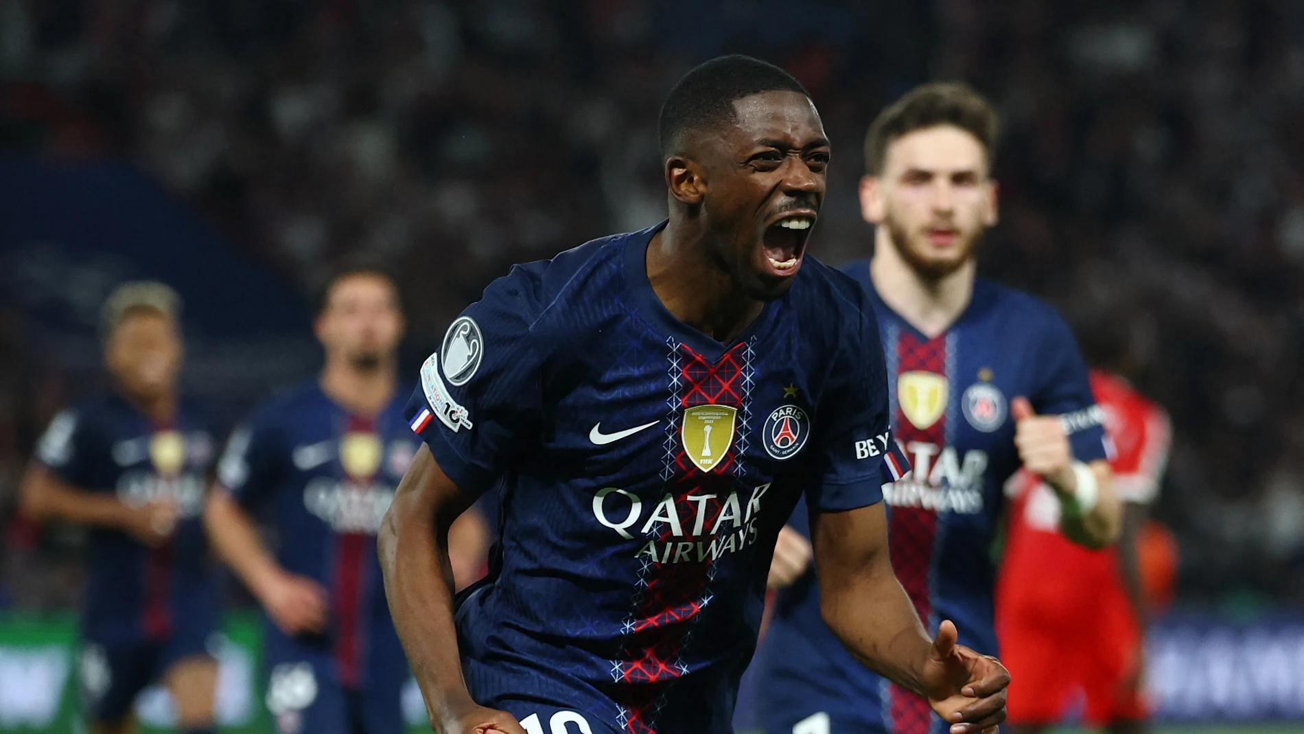 Ousmane Dembelé celebra su gol al Bayern en el Allianz Arena Ousmane Dembelé celebra su gol al Bayern en el Allianz Arena