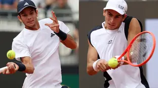 Rafa Jodar y Matteo Arnaldi, en acción en el Masters de Roma Rafa Jodar y Matteo Arnaldi, en acción en el Masters de Roma
