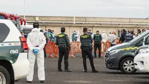 Imagen del operativo desplegado en el puerto de Granadilla de Tenerife