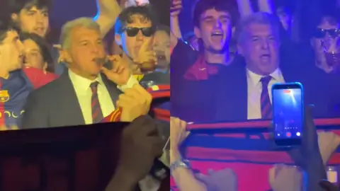 Joan Laporta celebrando LaLiga en Luz de Gas Joan Laporta celebrando LaLiga en Luz de Gas