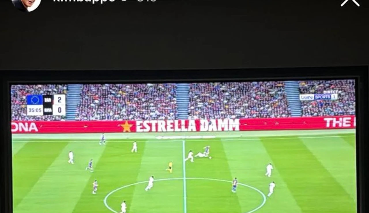 Publicación de Kylian Mbappé durante el Clásico