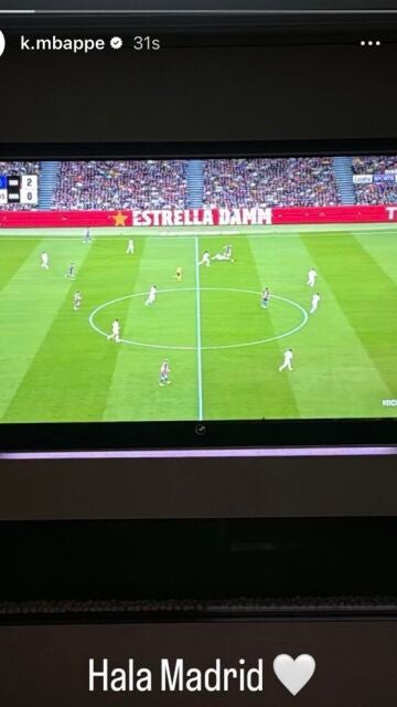 Publicación de Kylian Mbappé durante el Clásico