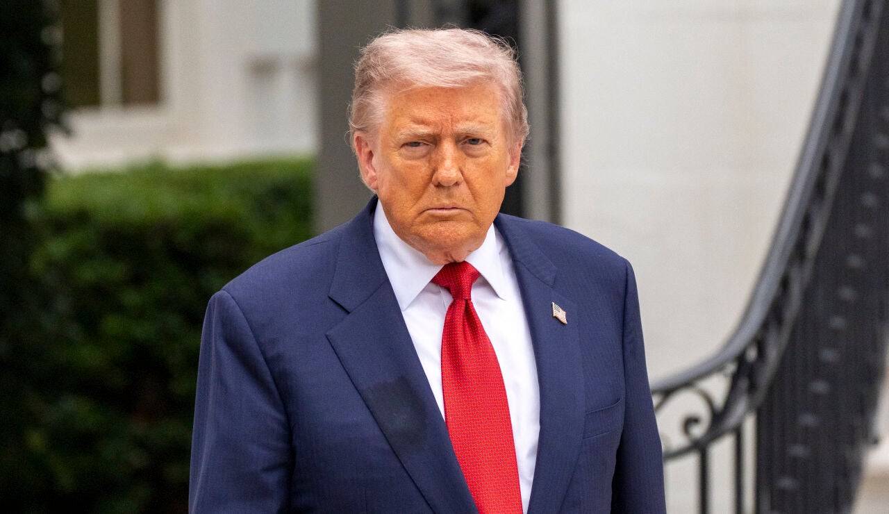 US President Donald Trump departs from The White House
