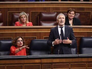 El ministro del Interior, Fernando Grande-Marlaska y la candidata del PSOE en Andaluc&iacute;a, Mar&iacute;a Jes&uacute;s Montero