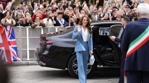 Kate Middleton en su llega a Italia