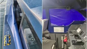 Imagen de la Patrullera de Aduanas tras ser embestida por una narcolancha en Almer&iacute;a
