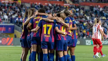 Las jugadoras del Barça celebran un gol en la final de la Copa de la Reina Las jugadoras del Barça celebran un gol en la final de la Copa de la Reina