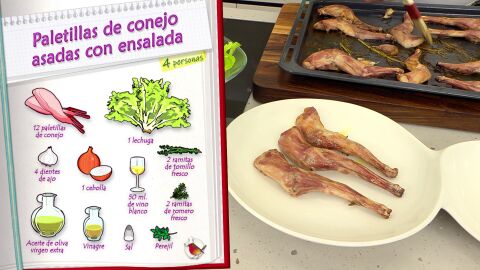 Ingredientes Paletillas de conejo asadas con ensalada