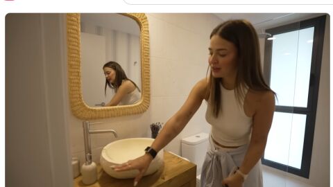 Lavabo de la planta baja de la casa de Menorca de Laura Escanes
