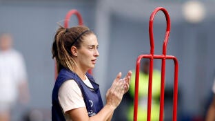 Alexia Putellas, durante el entrenamiento en el Estadio Ullevaal de Oslo