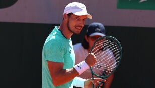 Pablo Carre&ntilde;o celebra un punto ante Thanasi Kokkinakis 