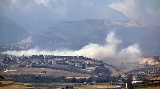 Imagen de un ataque israelí en el sur del Líbano Imagen de un ataque israelí en el sur del Líbano