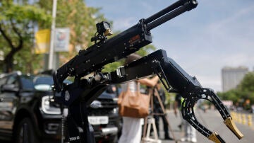 Vista de un arma de la Polic&iacute;a Nacional que formar&aacute;n parte del dispositivo de seguridad con motivo de la visita del Papa Le&oacute;n XIV