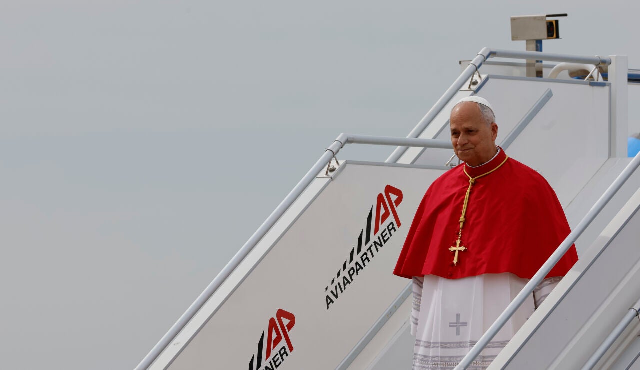 El papa Le&oacute;n XIV en su llegada a Madrid