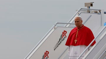 El papa Le&oacute;n XIV en su llegada a Madrid
