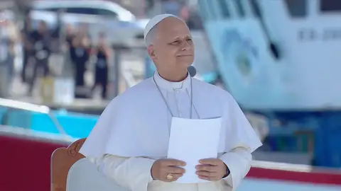 El papa León XIV en el puerto de Arguineguín. El papa León XIV en el puerto de Arguineguín.