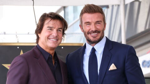 Tom Cruise y David Beckham en el Paseo de la Fama de Hollywood