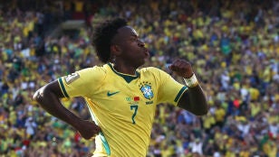 Vinicius celebra un gol ante Marruecos en el Mundial