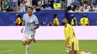 Maxi Araujo celebra su gol ante Arabia Saudí Maxi Araujo celebra su gol ante Arabia Saudí