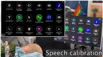 Imagen del paciente utilizando el sistema de comunicación en su domicilio. Imagen del paciente utilizando el sistema de comunicación en su domicilio.