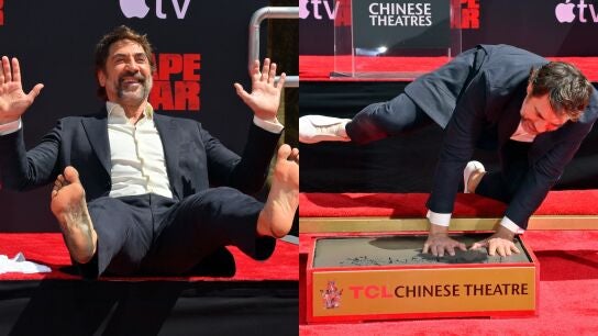Javier Bardem dejando sus huellas en el Teatro Chino de Hollywood