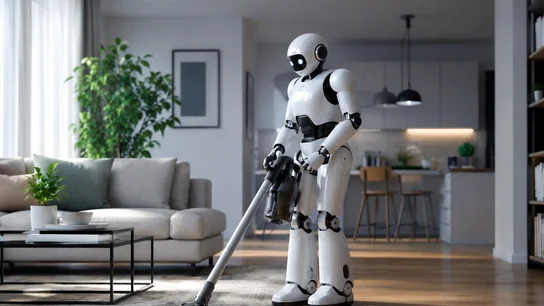 Un robot pasando el aspirador Un robot pasando el aspirador