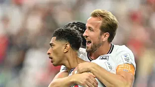 Harry Kane y Jude Bellingham celebran un gol ante Croacia Harry Kane y Jude Bellingham celebran un gol ante Croacia