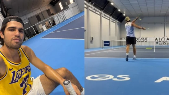 Carlos Alcaraz, en dos fotografías de su Instagram Carlos Alcaraz, en dos fotografías de su Instagram