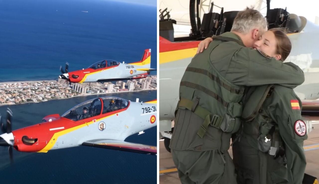 Imagen de Felipe VI y la princesa Leonor volando juntos 