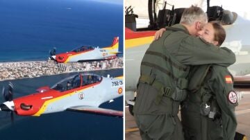 Imagen de Felipe VI y la princesa Leonor volando juntos