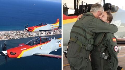 Imagen de Felipe VI y la princesa Leonor volando juntos