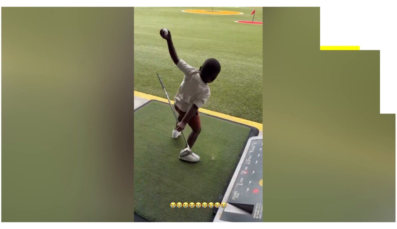 El hermano de Lamine Yamal intentando jugar a golf