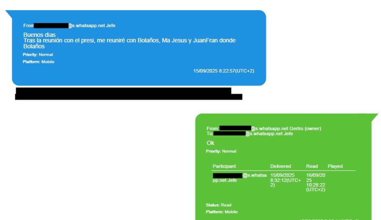 Los Whatsapp entre Zapatero y Gertrudis