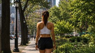 Mujer caminando por la ciudad