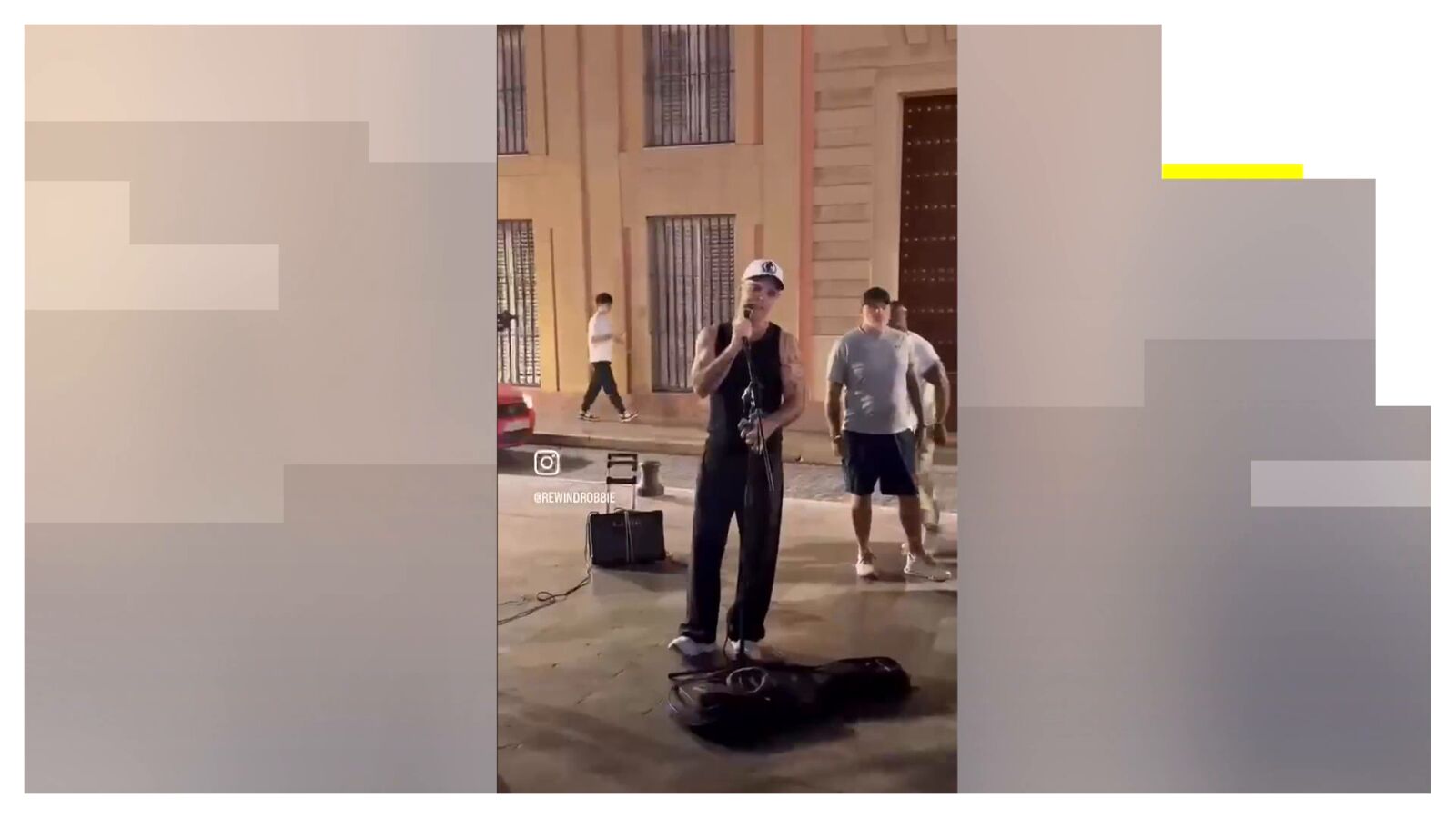 Robbie Williams sorprende con un concierto improvisado en Sevilla junto a un músico callejero