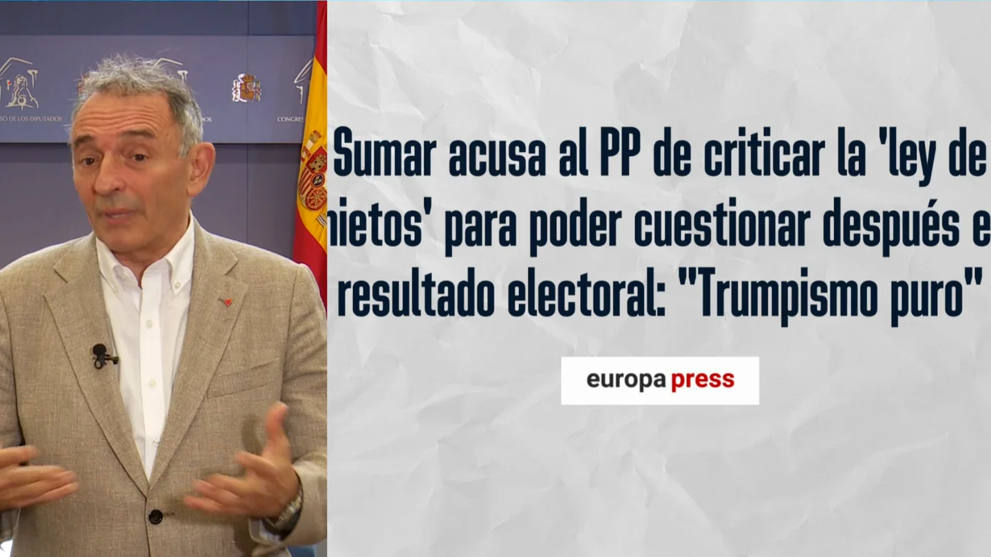 El portavoz de Izquierda Unida, Enrique Santiago defiende la 'ley de nietos' En contra de las críticas de la oposición liderada por Núñez Feijoó, Santiago considera la ley clave para el buen desarrollo del derecho al voto