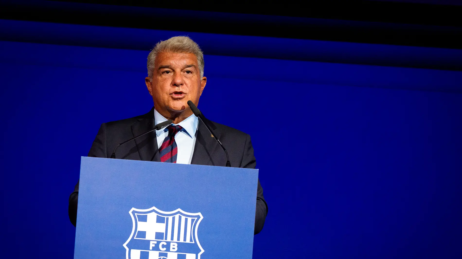 Joan Laporta, en el Auditori 1899 del Spotify Camp Nou Joan Laporta, en el Auditori 1899 del Spotify Camp Nou