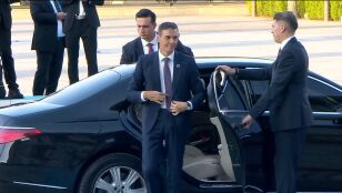 Pedro S&aacute;nchez en su llegada a Ankara para la cumbre de la OTAN