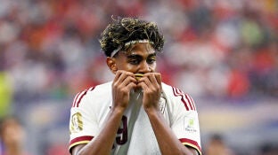Lamine Yamal, en el partido ante Portugal en Dallas