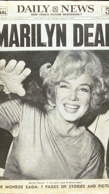 Periódico sobre la muerte Marilyn Monroe