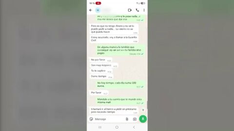 Los mensajes de la banda que ofrec&iacute;a falsos servicios sexuales y amenazaba con sicarios: "Iremos a por tu familia"