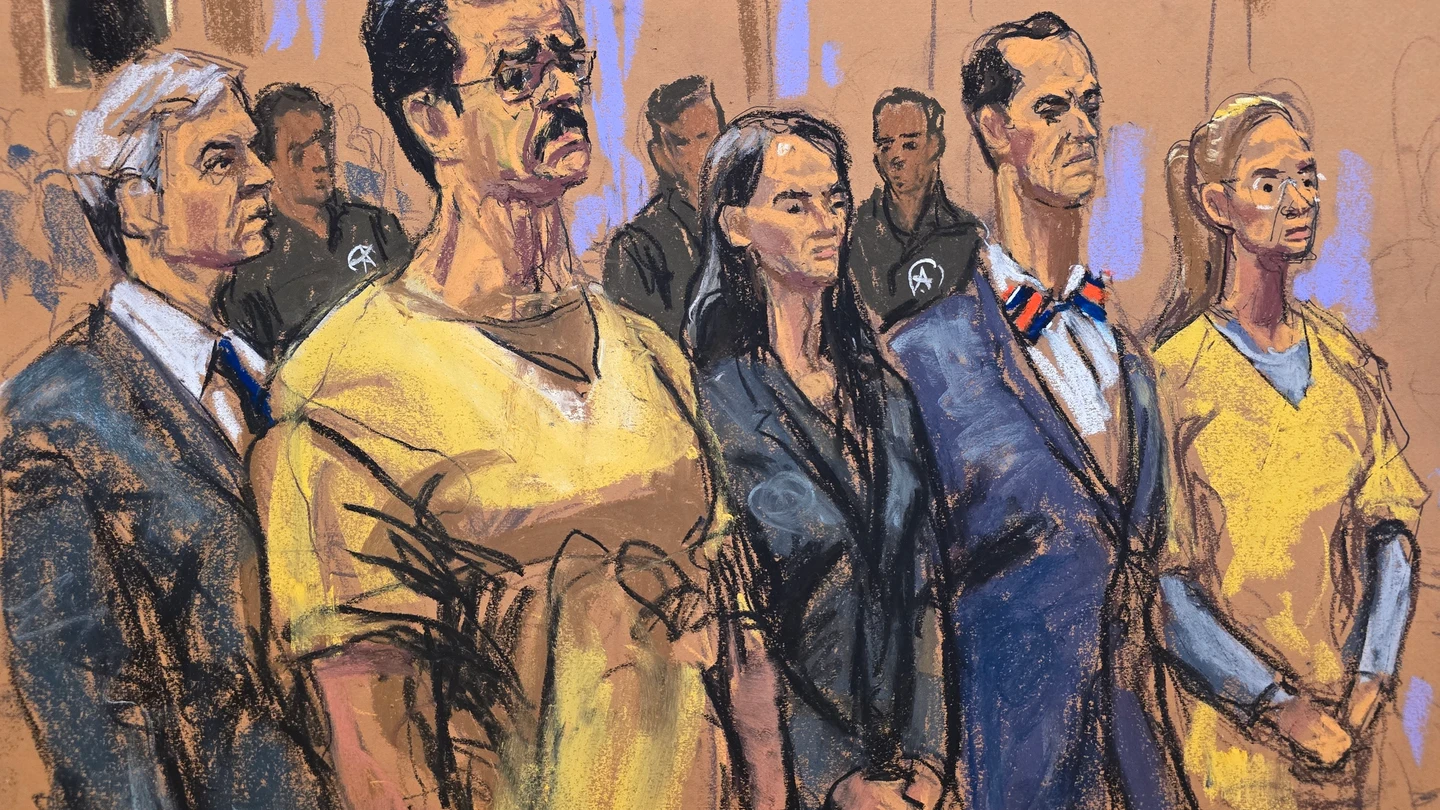 Fotografía de un dibujo realizado por la artista Jane Rosenberg donde aparece Nicolás Maduro durante su tercera audiencia Fotografía de un dibujo realizado por la artista Jane Rosenberg donde aparece Nicolás Maduro durante su tercera audiencia