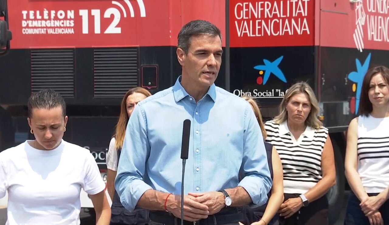 Pedro S&aacute;nchez comparece a los medios desde el puesto de mando avanzado en Castell&oacute;n.