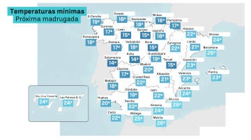 Mapa de las temperaturas mínimas