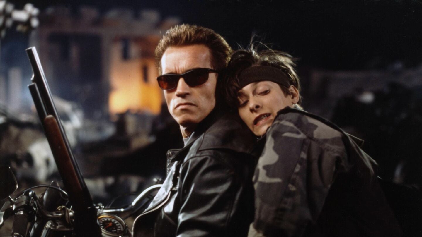 Edward Furlong y Arnold Schwarzenegger en Terminator 2