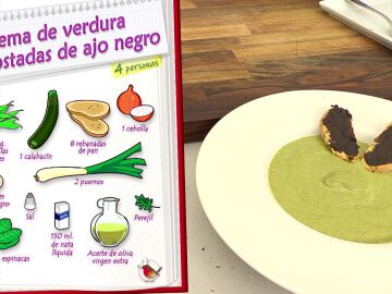 &iexcl;Cazuela salud!: Receta de crema de verduras con tostada de ajo negro de Argui&ntilde;ano