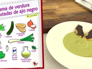 ¡Cazuela salud!: Receta de crema de verduras con tostada de ajo negro de Arguiñano ¡Cazuela salud!: Receta de crema de verduras con tostada de ajo negro de Arguiñano